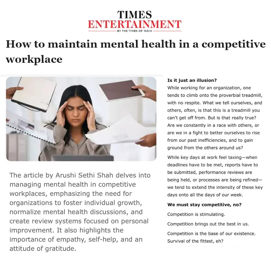 Times Entertainment article on keeping mental health in a competitive workplace