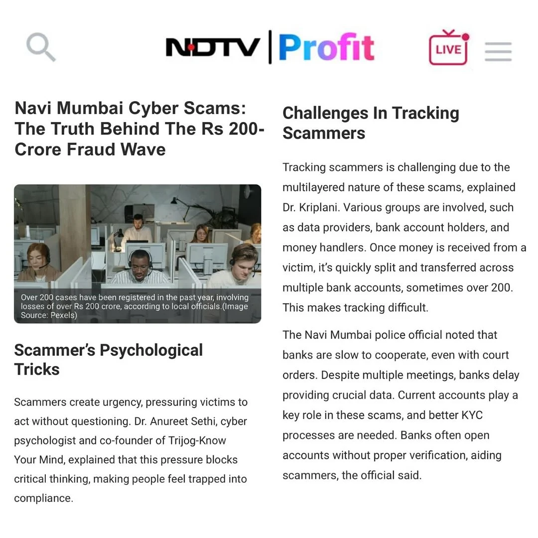 NDTV Profit coverage featuring Trijog