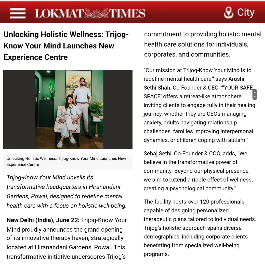 Lokmat Times coverage of Trijog's holistic wellness experience centre