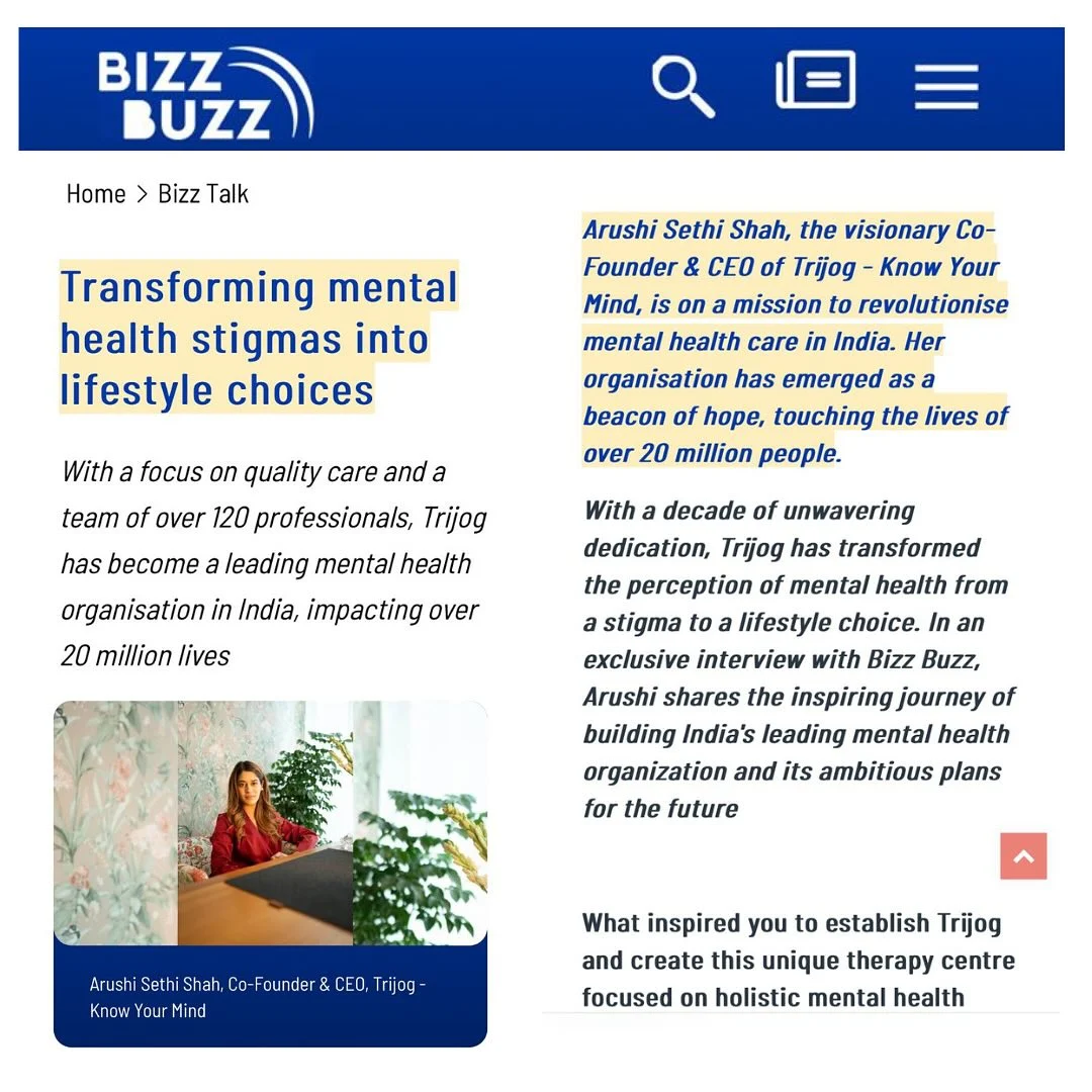 BizzBuzz feature on Trijog transforming mental health stigma