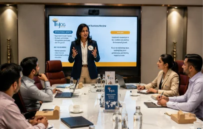 Trijog trainer presenting a workplace wellbeing session