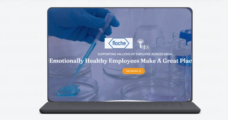 Co-branded employee wellbeing portal on a laptop