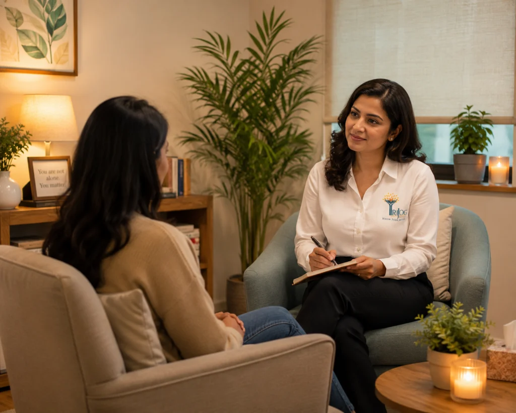 Therapist listening to a client in a therapy session
