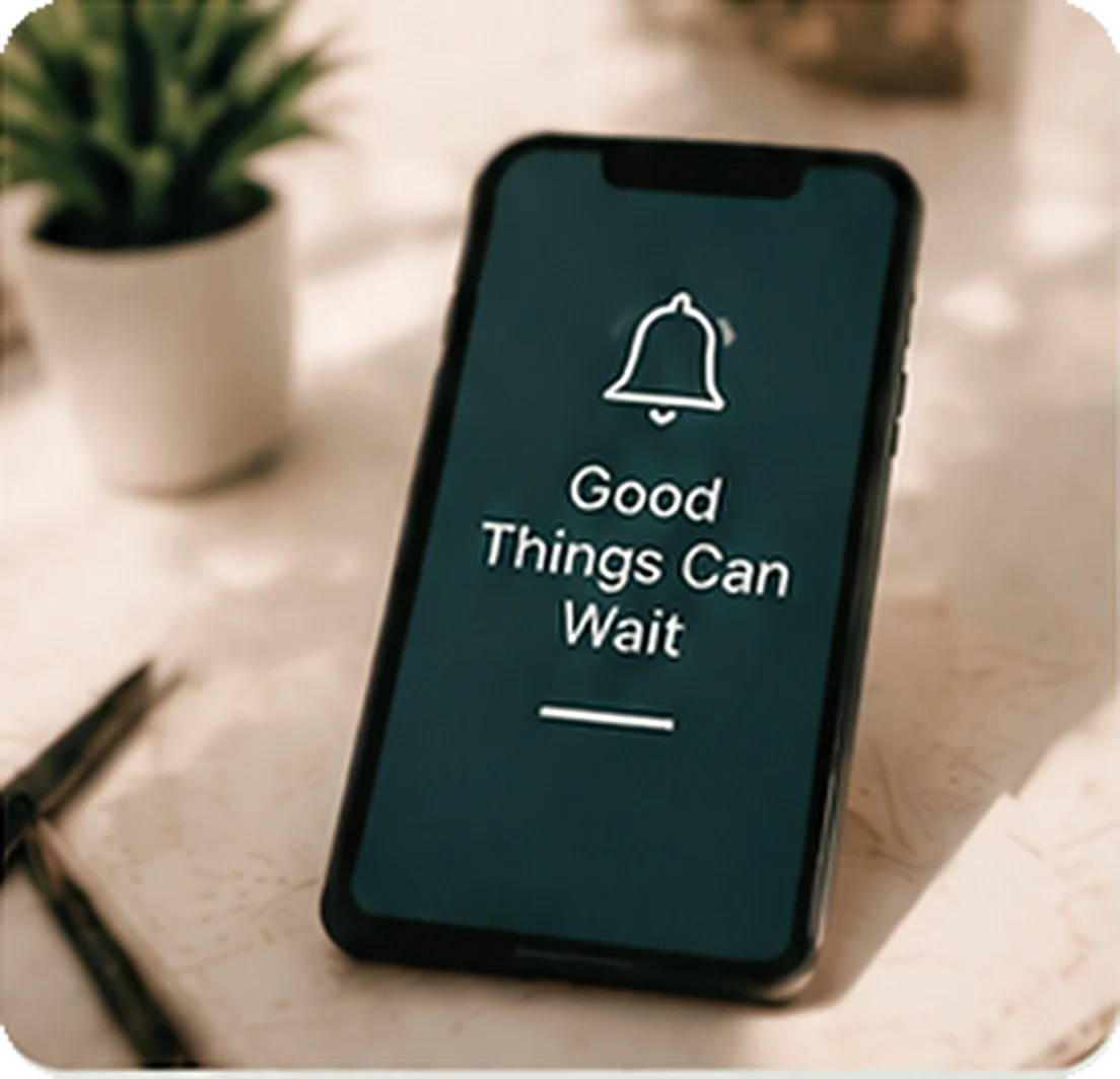Phone showing Good Things Can Wait, the always-available culture