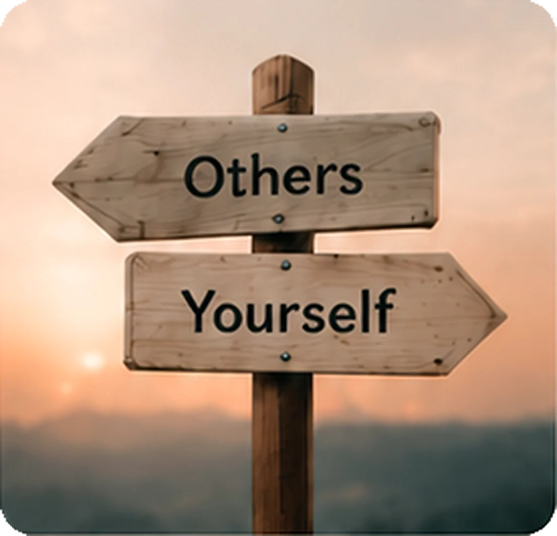 Signpost pointing to Others and Yourself, the comparison crisis